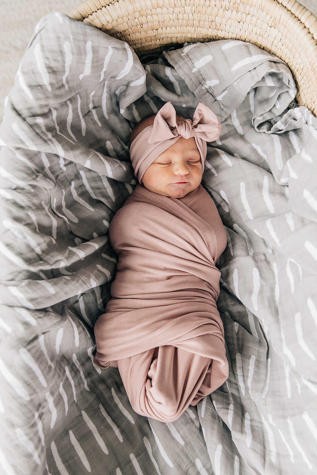 Dusty Rose Bamboo Swaddle & Head Wrap Set | Milk & Baby