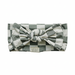 Light Green Checkered Bamboo Head Wrap - Portrait