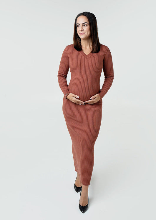 Full Body Maternity & Nursing Sweater Dress Milk & Baby