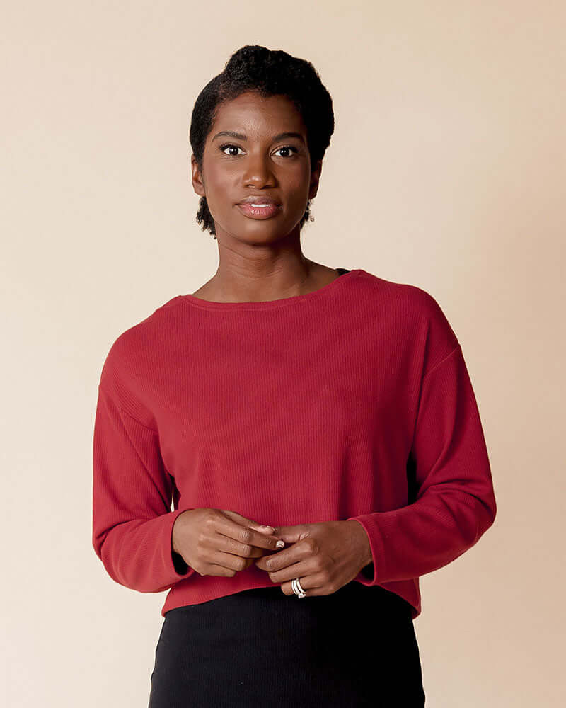 Organic Cotton Long Sleeve Rib Knit Crop Top & Nursing Cover | Milk & Baby