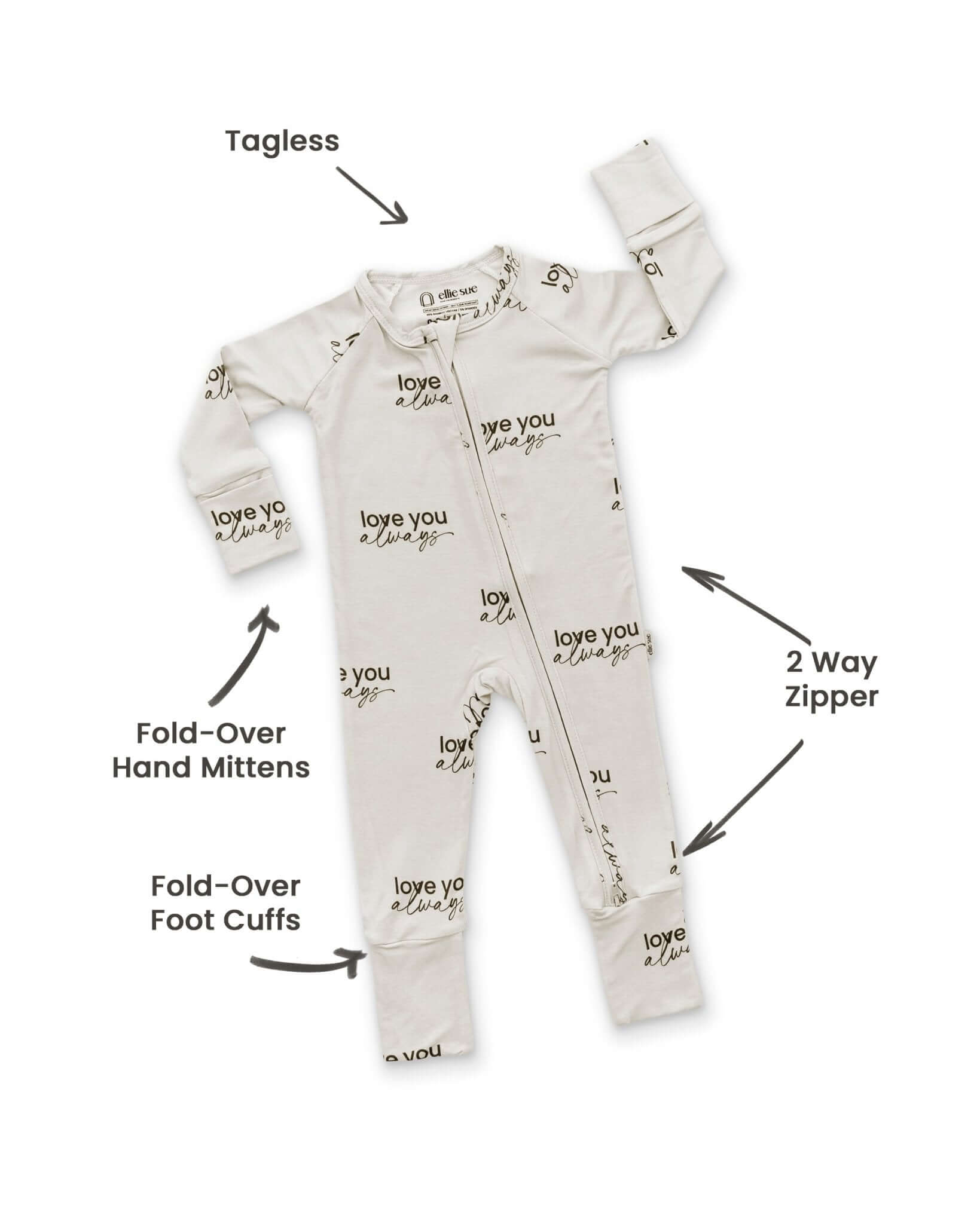 Love Always Zipper Romper | Milk & Baby