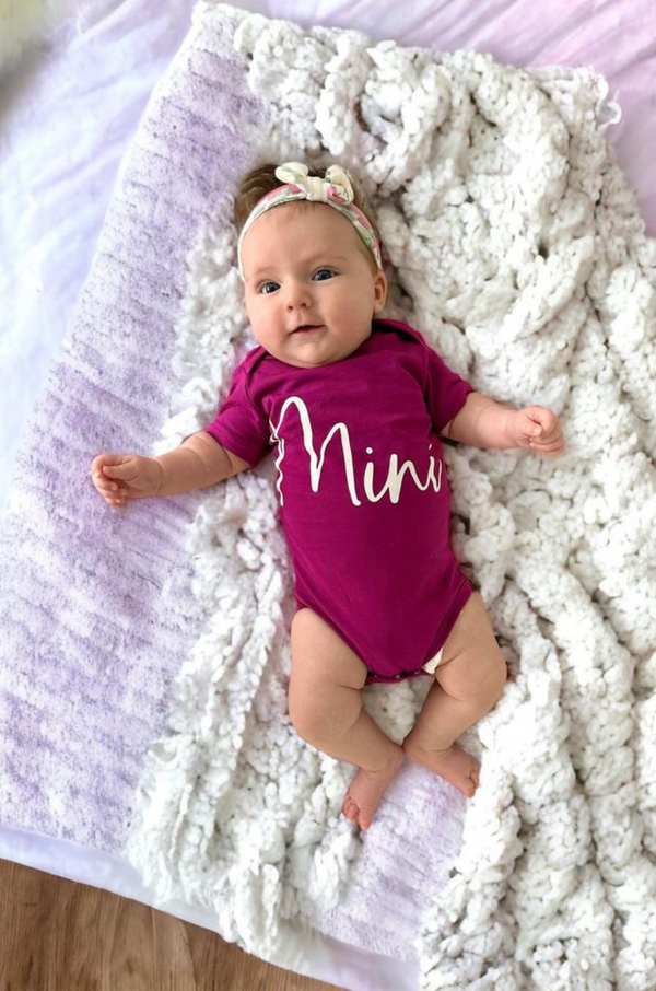 Baby Cursive "Mini” Short Sleeve Onesie | Berry Milk & Baby