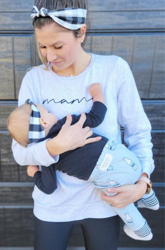 "MAMA" Nursing Sweatshirt Milk & Baby
