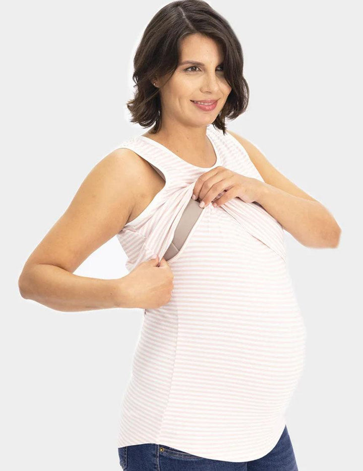 Maternity & Nursing Tank - Pink Stripes - Milk & Baby 