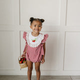 Gingham Strawberry Bubble Romper