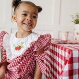 Gingham Strawberry Bubble Romper