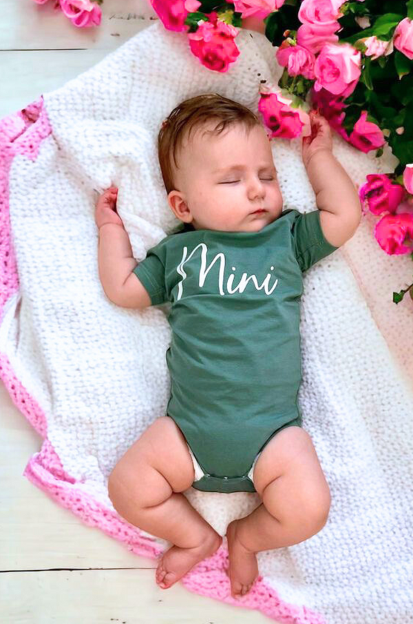 Baby Cursive "Mini” Short Sleeve Onesie | Forest Milk & Baby