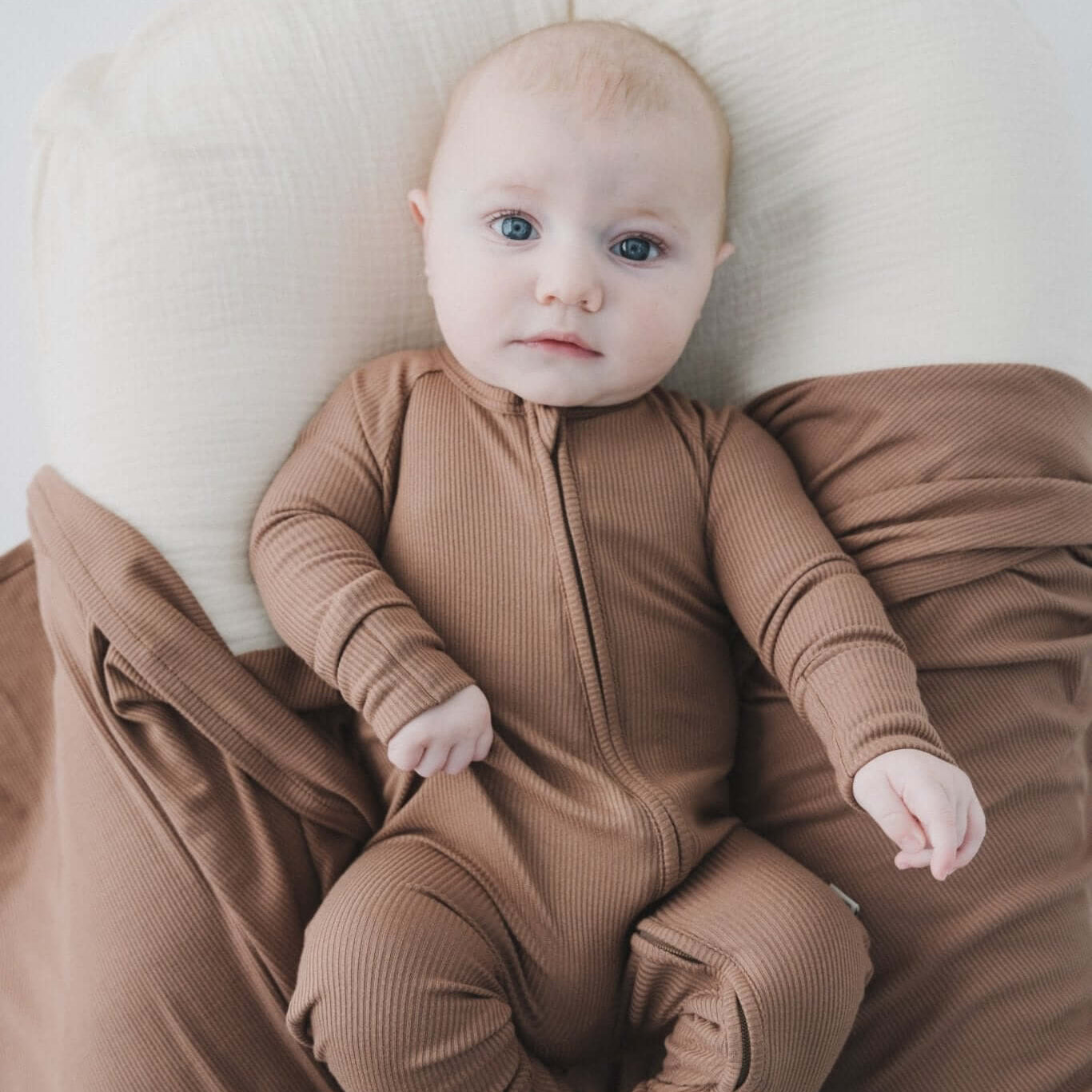 Mocha Zipper Romper | Milk & Baby