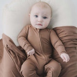 Mocha Zipper Romper | Milk & Baby