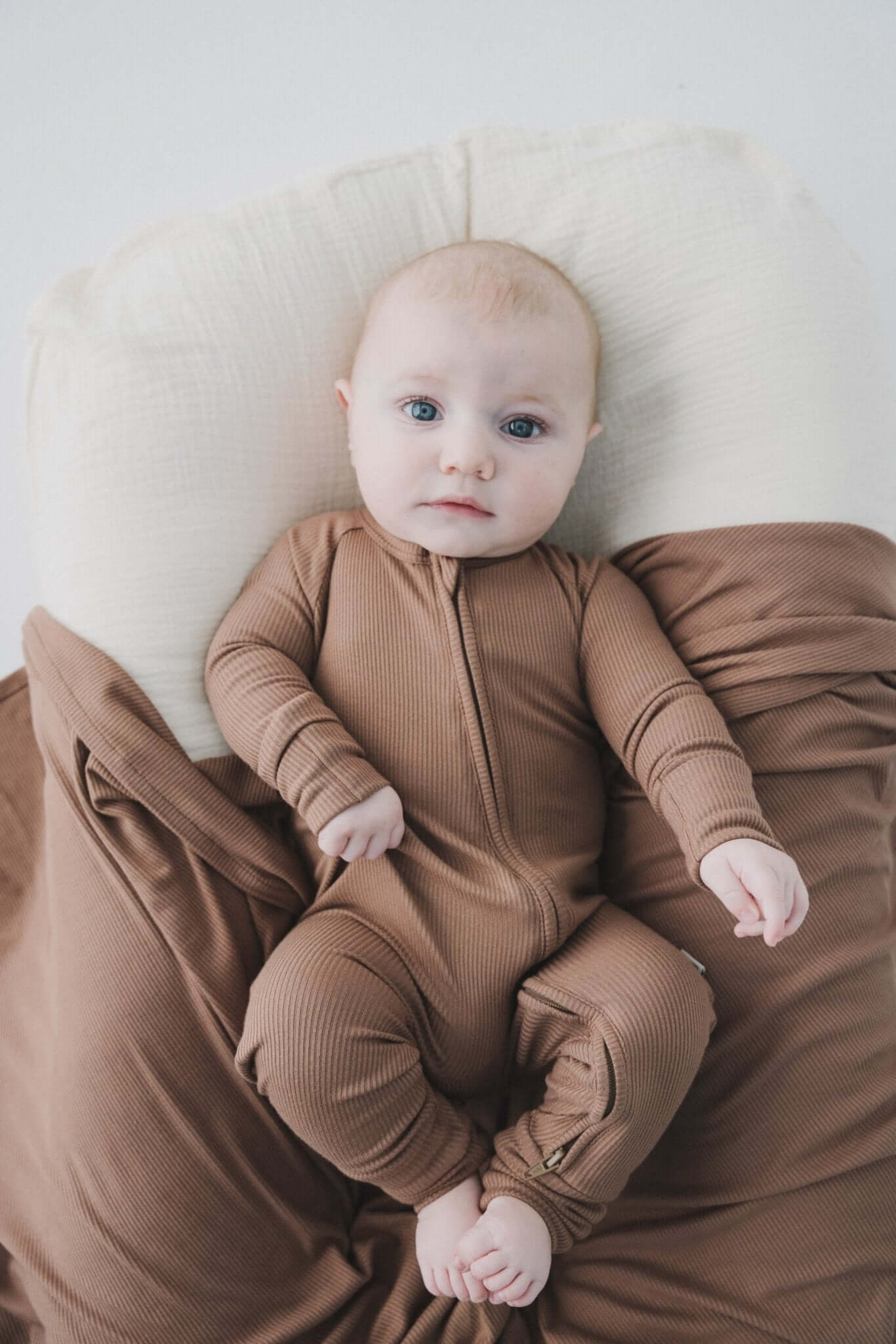 Mocha Zipper Romper | Milk & Baby