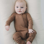 Mocha Zipper Romper | Milk & Baby