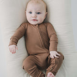 Mocha Zipper Romper | Milk & Baby