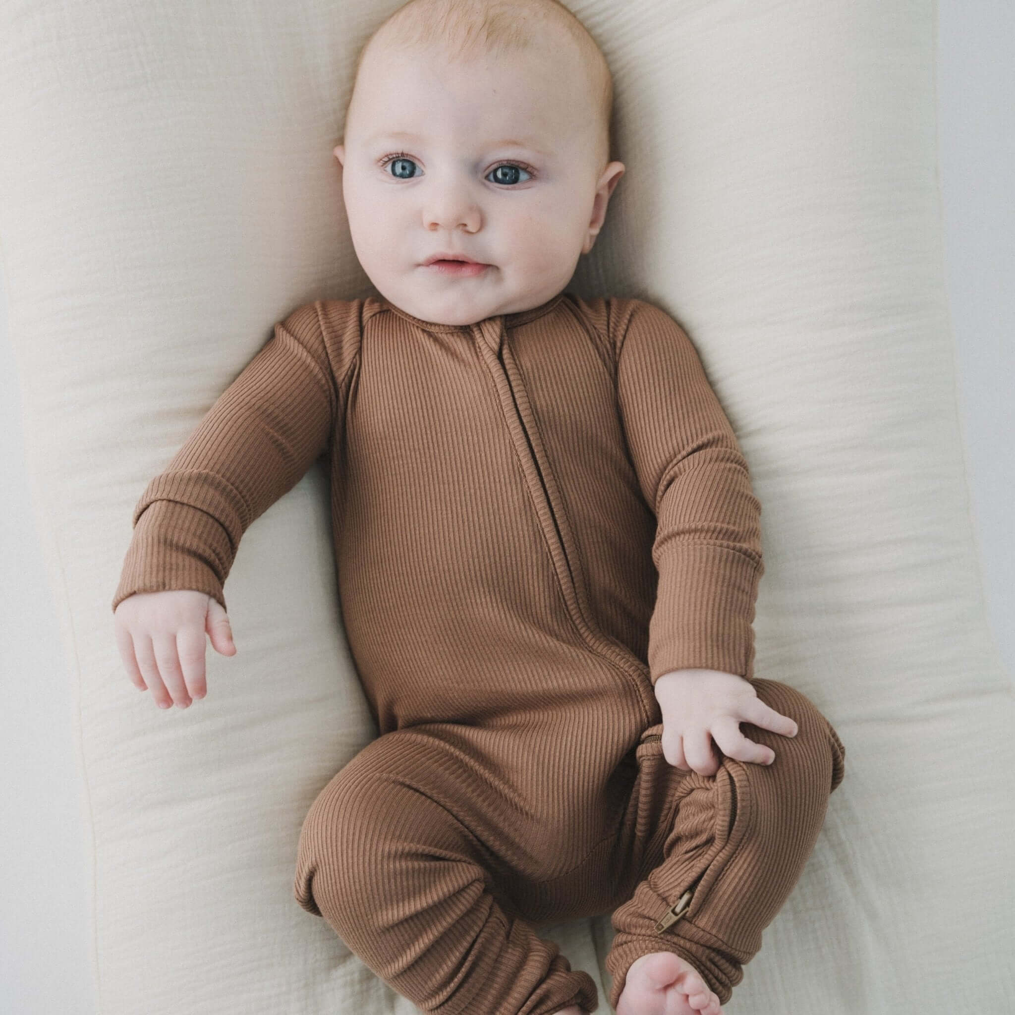 Mocha Zipper Romper | Milk & Baby