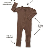 Mocha Zipper Romper | Milk & Baby