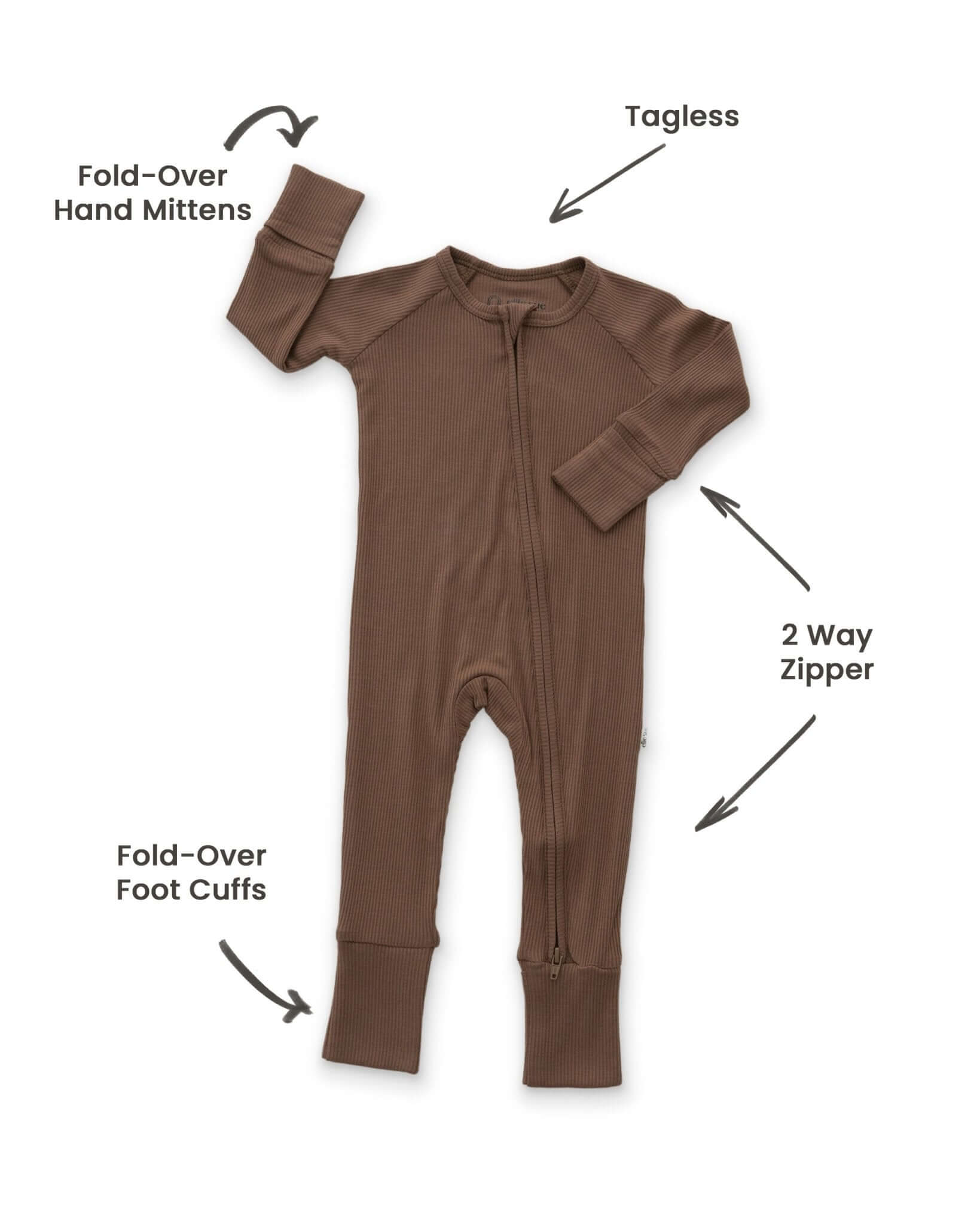 Mocha Zipper Romper | Milk & Baby