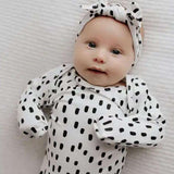 Modern Polka Dot Knotted Newborn Gown Set | Milk & Baby