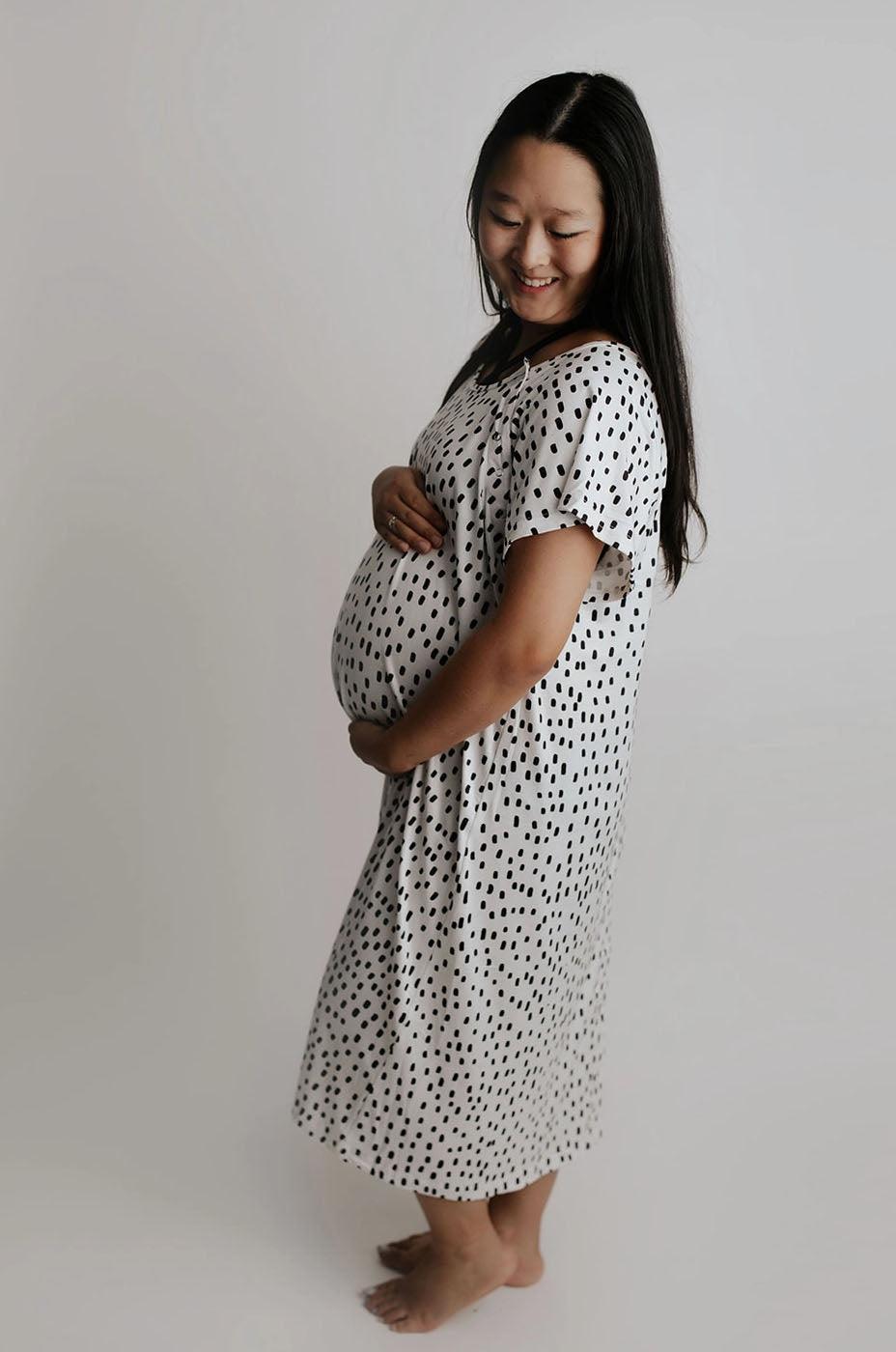 Back Zippered Ankle length Maternity Hospital Gown | Laughing Cherries