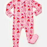 Soft & Stretchy Zipper Footie - Monkeying Around Pink | Milk & Baby