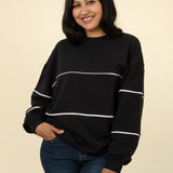 Relaxed Fit Invisible Zipper Breastfeeding Sweatshirt with Piping