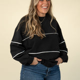 Relaxed Fit Invisible Zipper Breastfeeding Sweatshirt with Piping