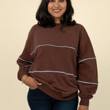 Relaxed Fit Invisible Zipper Breastfeeding Sweatshirt with Piping