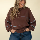 Relaxed Fit Invisible Zipper Breastfeeding Sweatshirt with Piping