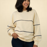 Relaxed Fit Invisible Zipper Breastfeeding Sweatshirt with Piping