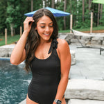 Ribbed One Piece Tie Shoulder Breastfeeding Swimsuit | Milk & Baby