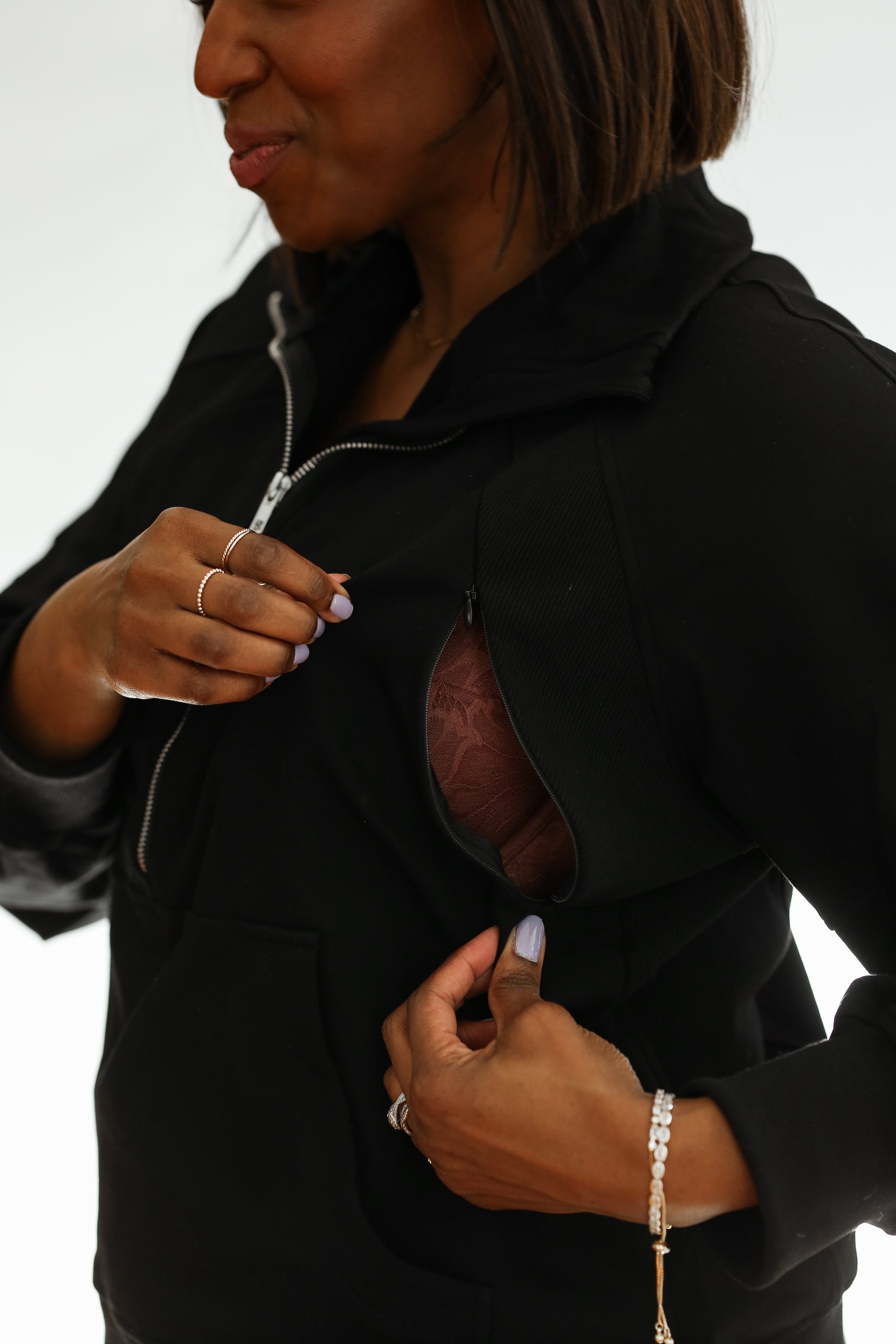 Oversized Three Zip Breastfeeding Sweatshirt | Milk & Baby