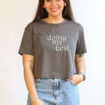 Cropped Embroidered BF Friendly Tee Milk & Baby