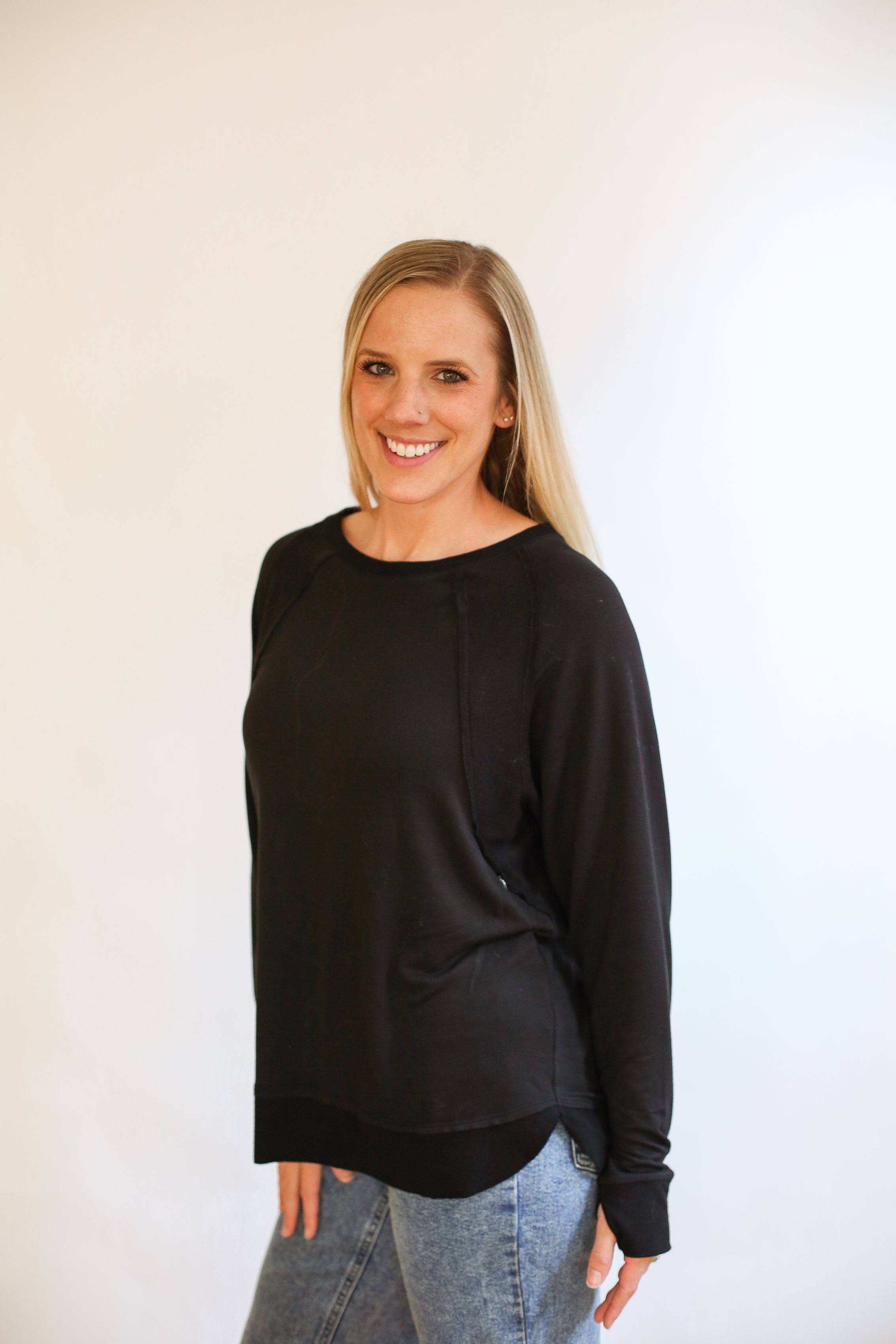 Free Flowing Long Sleeve Nursing Top | Milk & Baby