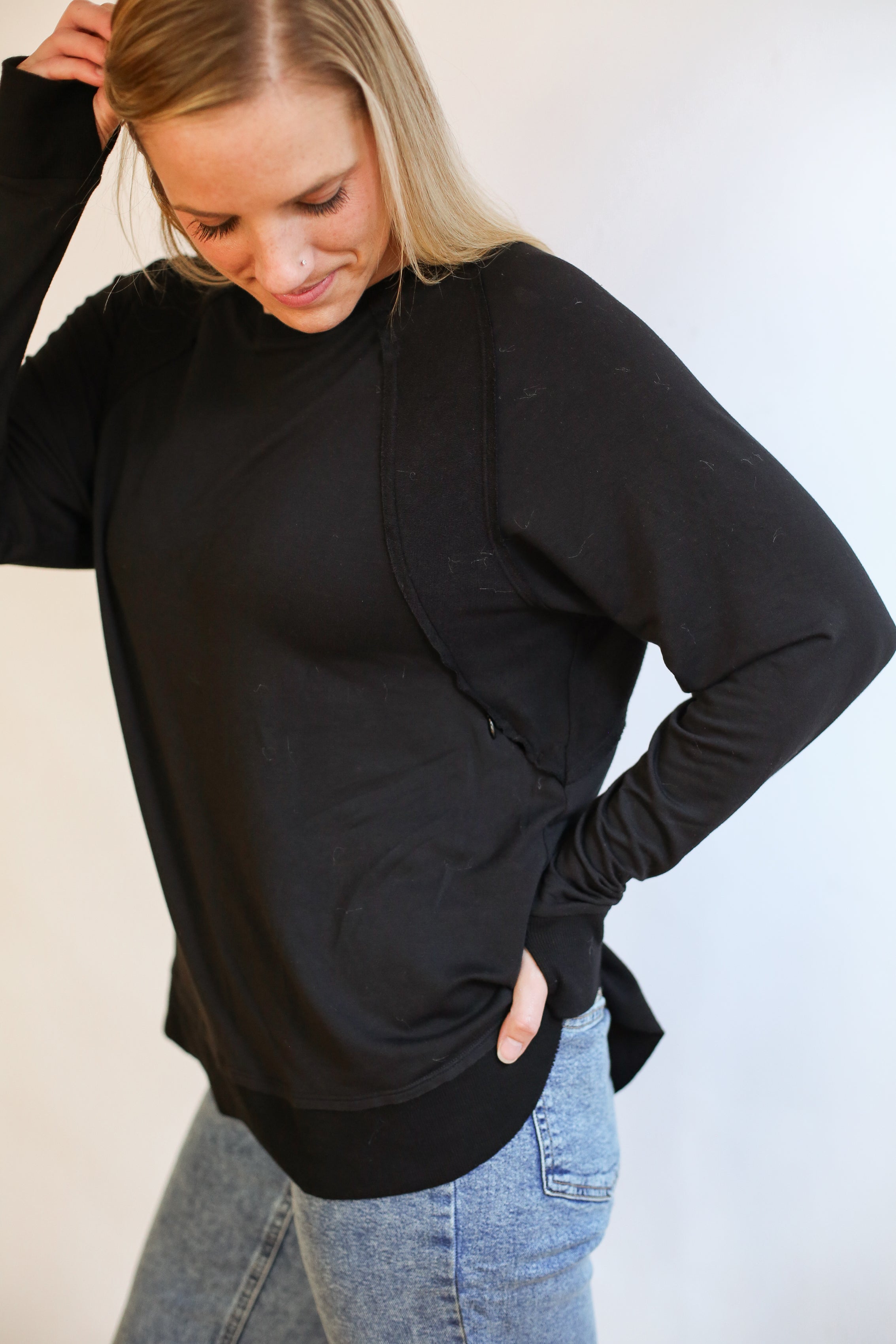 Free Flowing Long Sleeve Nursing Top | Milk & Baby