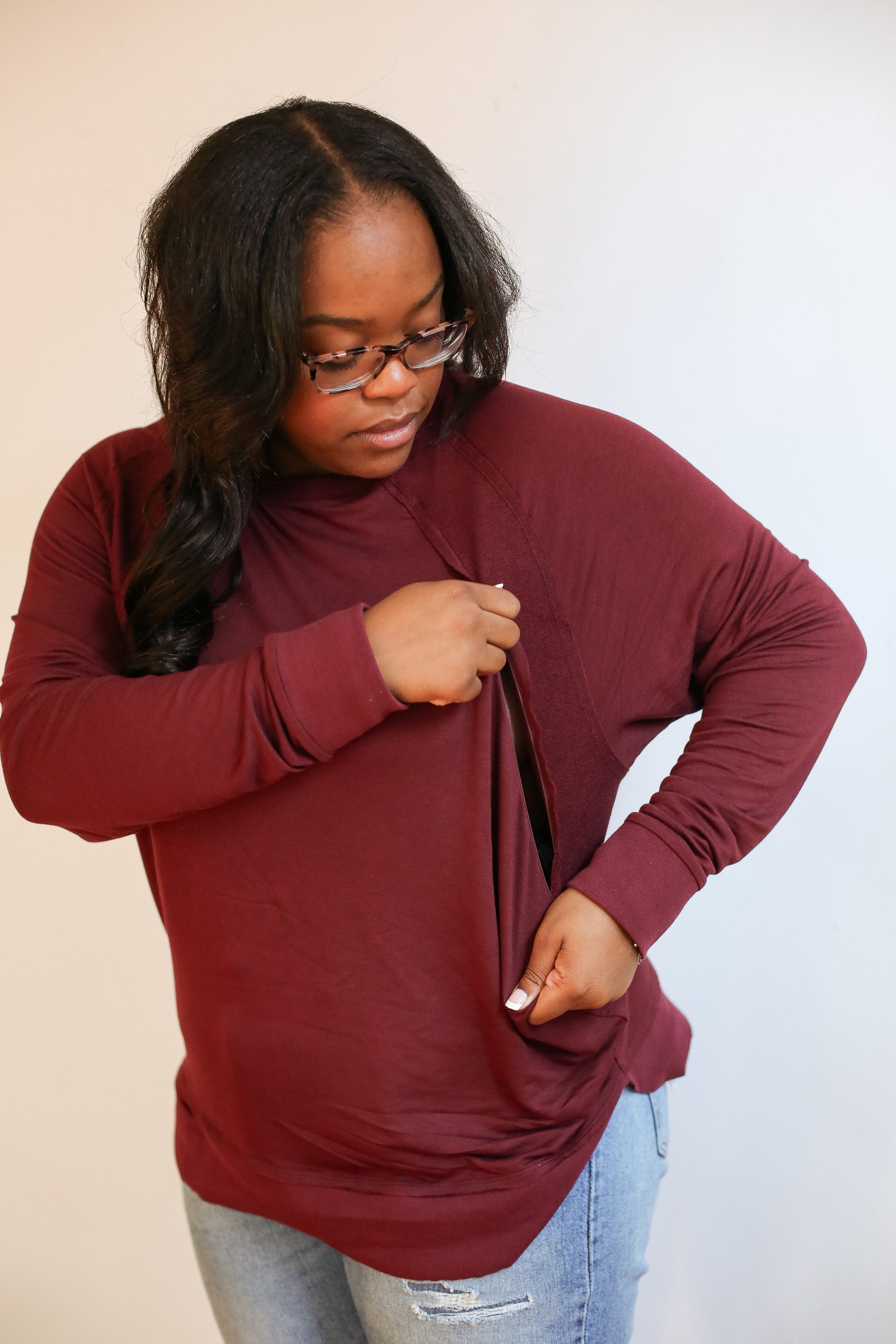 Free Flowing Long Sleeve Nursing Top | Milk & Baby