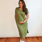 Invisible Zipper Midi Breastfeeding T-Shirt Dress | Milk & Baby