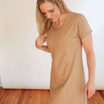 Invisible Zipper Midi Breastfeeding T-Shirt Dress | Milk & Baby