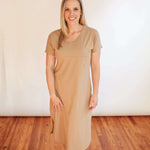 Invisible Zipper Midi Breastfeeding T-Shirt Dress | Milk & Baby