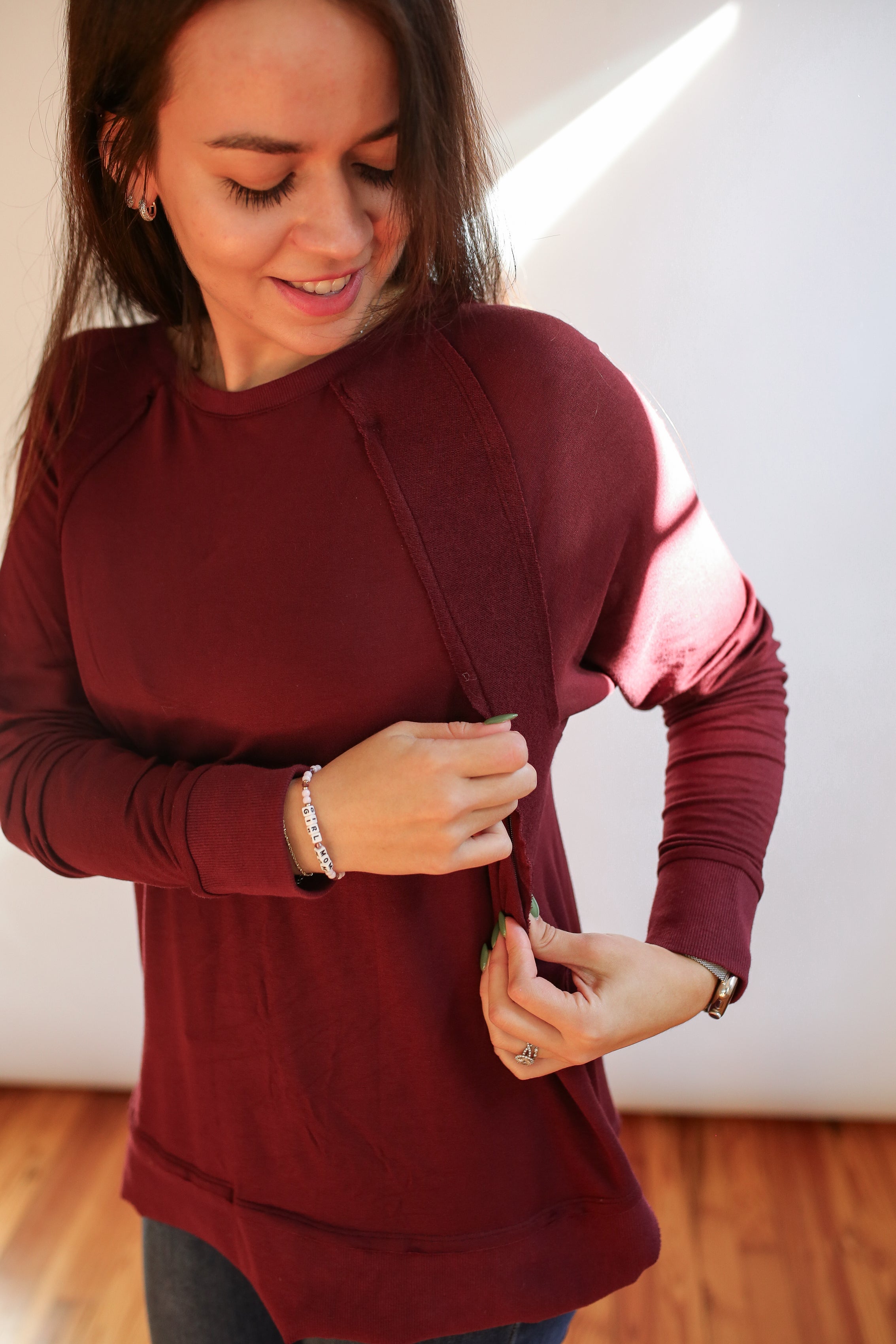 Free Flowing Long Sleeve Nursing Top | Milk & Baby