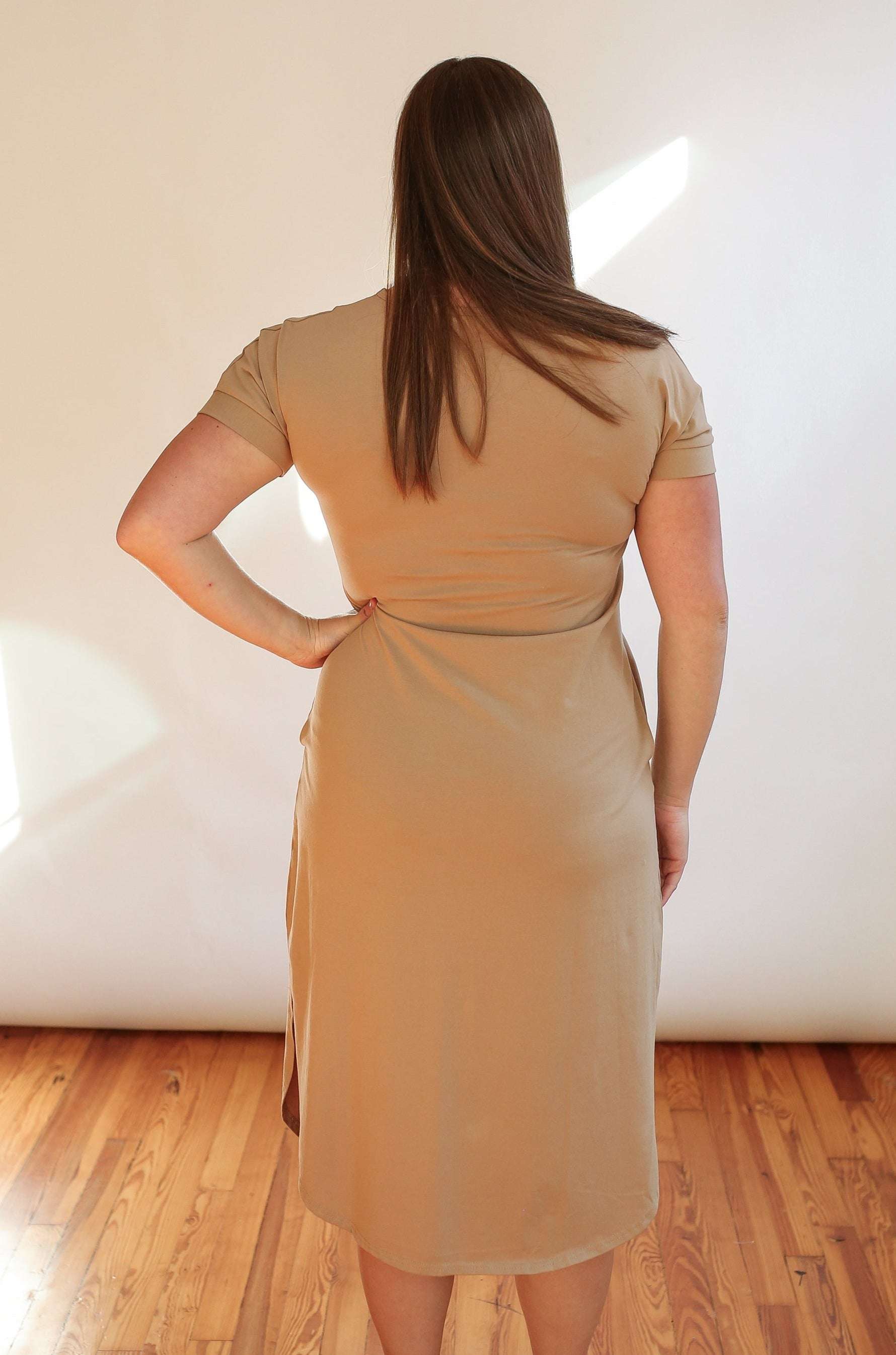 Invisible Zipper Midi Breastfeeding T-Shirt Dress | Milk & Baby