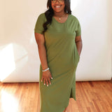 Invisible Zipper Midi Breastfeeding T-Shirt Dress | Milk & Baby