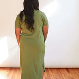 Invisible Zipper Midi Breastfeeding T-Shirt Dress | Milk & Baby