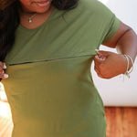 Invisible Zipper Midi Breastfeeding T-Shirt Dress | Milk & Baby