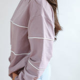 Relaxed Fit Invisible Zipper Breastfeeding Sweatshirt with Piping