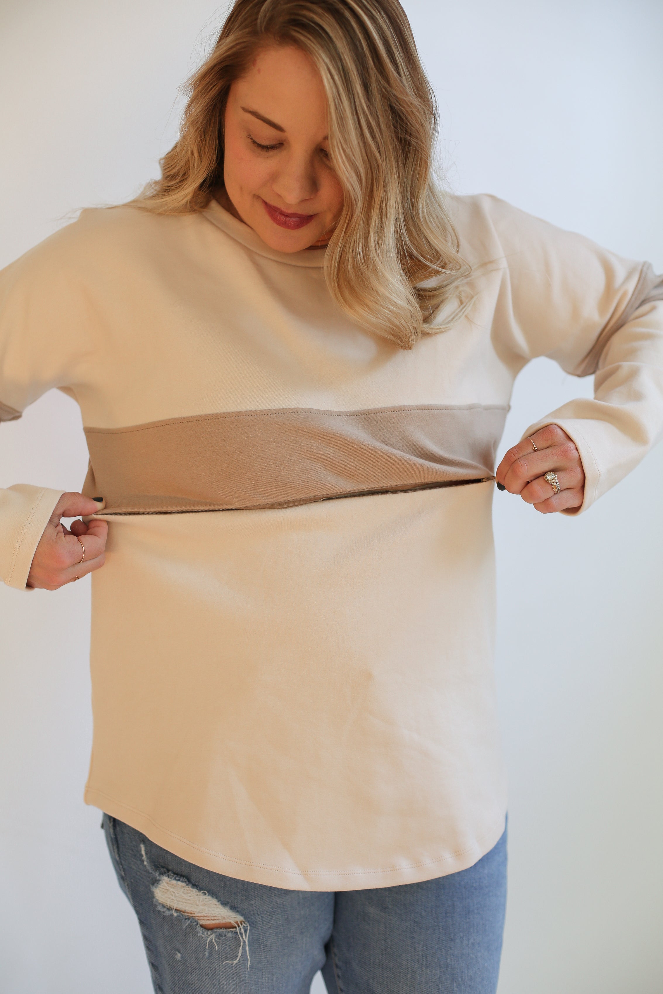 Varsity Dual Zip Breastfeeding Long Sleeve | Milk & Baby