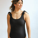 Ribbed One Piece Tie Shoulder Breastfeeding Swimsuit | Milk & Baby