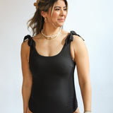 Ribbed One Piece Tie Shoulder Breastfeeding Swimsuit | Milk & Baby