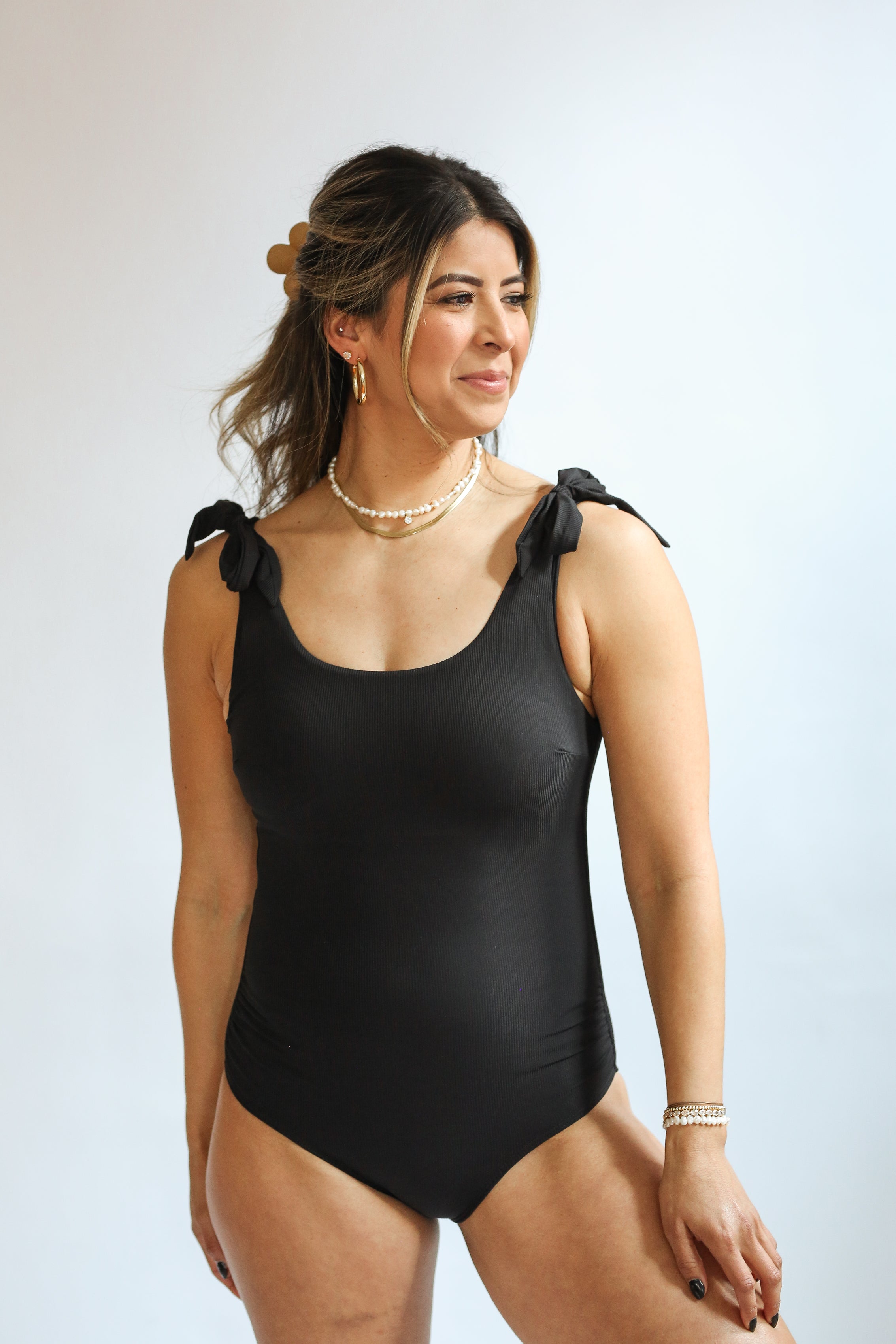 Ribbed One Piece Tie Shoulder Breastfeeding Swimsuit | Milk & Baby