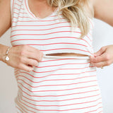 Stripe Invisible Zip Breastfeeding Tank Top Milk & Baby