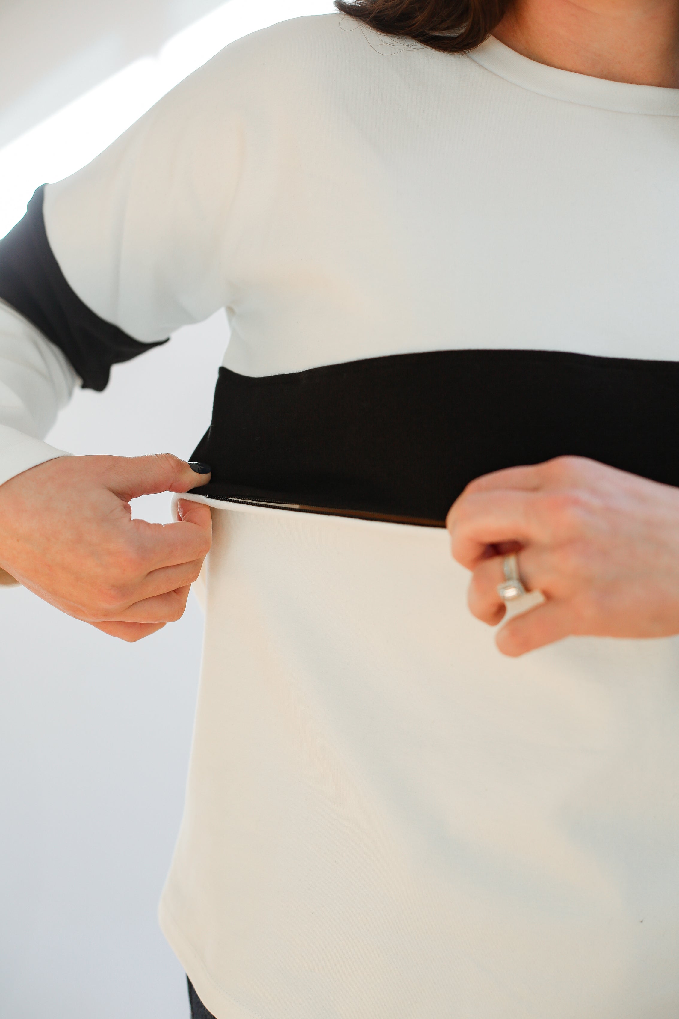 Varsity Dual Zip Breastfeeding Long Sleeve | Milk & Baby