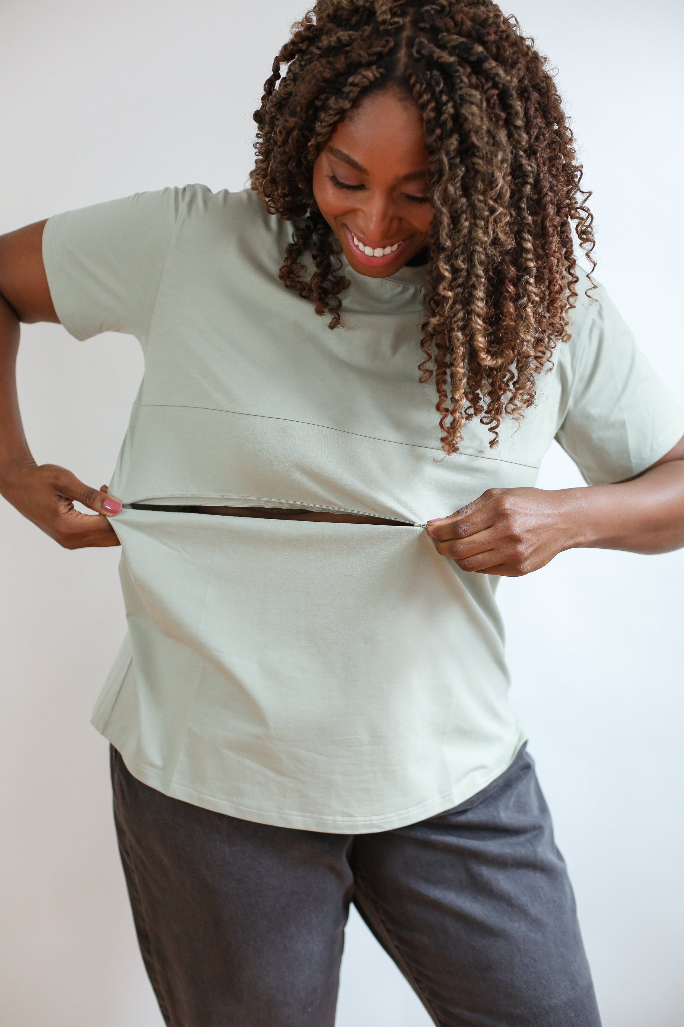 Full Zip Breastfeeding Tee | Milk & Baby