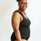 Ribbed One Piece Tie Shoulder Breastfeeding Swimsuit | Milk & Baby